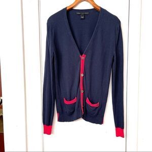 Marc by Marc Jacobs twilight navy multi cardigan silk cotton cashmere blend